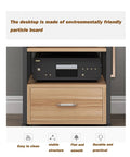 Five Tier AV Media Rack With Drawers Wooden Corner Frame Cabinet and Stereo Stand for Home Office and Studio Gear Multi Functional Storage for Printer Scanner Fax Machine Style 3 60x40x120 cm, particle board drawer