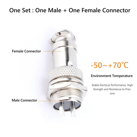 Beefy 3 Pin Aviation Plug Socket Set For Panel Mount, Metal Wire Connector With Screw Type Male And Female Contacts, 400V 5A