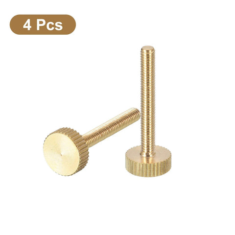 Knurled Thumb Screws M4x30mm Brass Fully Threaded Flat Head 4 Pack Grip Knobs Fasteners For Electronics Enclosures And DIY Projects