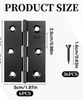 Six 3 Inch Black Door Hinges With 36 Screws Stainless Steel Folding Butt Hinge Kit size diagram