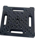 Base Plate Displacement Sliding Table Adapter Plate For 25x25mm Matrix With M2 M3 M4 M6 Threaded Holes, 6061 Aluminum Alloy Black Anodized, Boss Grade Breadboard Style Mounting Platform For Precision Slides, black anodized top view