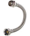 Braided Stainless Steel Water Inlet Hose With Three Quarters Inch MGH To Three Quarters Inch FGH, One Foot, displaying curved form