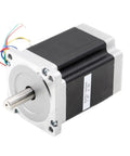 Bad Ass NEMA 34 Stepper Motor 86X114Mm 8Point7Nm 1240Ozin 6Amps 14Mm Key Shaft No Cap Heavy Power Build For Cnc Routers Mills Industrial Upgrades Smooth As Butter, front view showing shaft and wires.