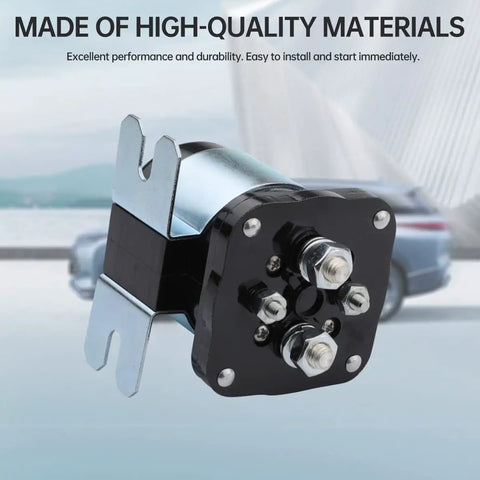500 Amp Battery Isolator Relay 12V for Marine Off Road RV and Car Audio Systems showing high-quality materials
