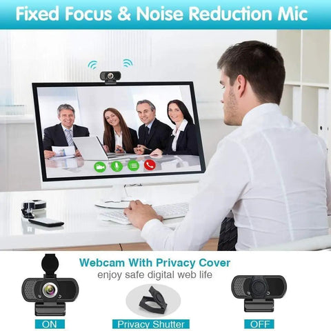 Smooth Operator 1080P Full HD Webcam With Integrated Mic, Plug And Play USB Camera For PC Laptop Mac in video call setup.