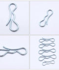Heavy Duty Alloy Steel Cotter Pins Pack Of 5 Silver Spring Locking Fasteners For Industrial Repairs, Old Damaged Bolts And Auto Fixes Super Strong Security displayed from different angles.