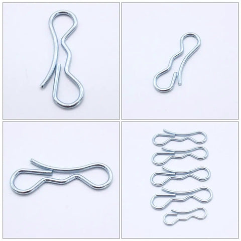 Heavy Duty Alloy Steel Cotter Pins Pack Of 5 Silver Spring Locking Fasteners For Industrial Repairs, Old Damaged Bolts And Auto Fixes Super Strong Security displayed from different angles.