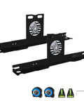 Wheel Alignment Tool With Imperial Tape Measure No Caliper Removal Upgrade Automotive Alignment Kit showing black toe plates, tape measures, levels, and hex key.