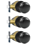 Passage Door Knobs 3 Pack Dope Matte Black Interior Round Door Handles Non Locking for Hallways and Closets Keyless Reversible