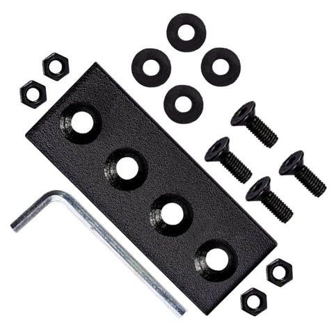 Track Connecting Plate Kit For Barn Door Track System, Metal Joint Plate Flat Fixing Connector, Easy Installation, screws, washers, and wrench visible