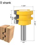 Premium Reversible 12mm And 12.7mm Shank Tenon Router Bit For Smooth Woodworking Projects, 1/2" shank and dimensions shown.