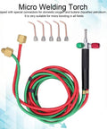 Pro High Heat Gas Torch For Metal Melting And Jewelry Crafting with green and red hoses for precise welding control.