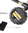 Back view of Digital Tire Inflator Gauge With LED Display, open battery compartment showing two AAA spaces, brass lock-on chuck visible