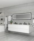 Modern bathroom with Bellance 8 Inch Widespread Bathroom Sink Faucet Two Handle Three Hole Design Matte Black Finish NSF Certified No Fuss Install