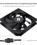 TL-C12C X3 120mm PWM CPU Fan with S-FDB Bearing, black 9-blade design, shown with 4 pin connector detail, for PC builds