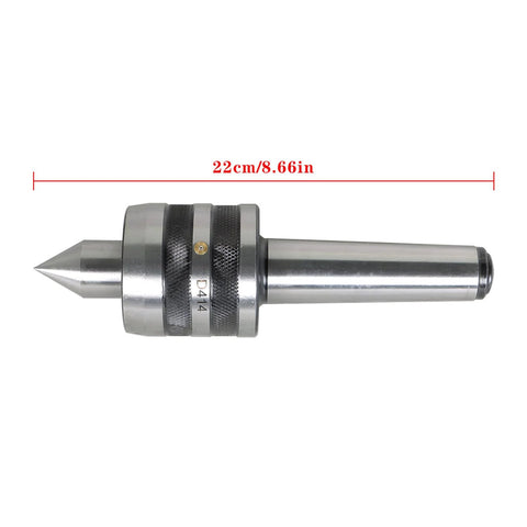 Netuera MT4 live center, side view, Morse taper with 60° point, 1MT triple-bearing steel body