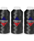 40WT Machine Embroidery Thread Three Big Spools Black Polyester 120D/2 for Commercial and Home Embroidery Machines