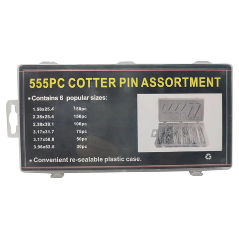 R Type Split Cotter Pin Set For Quick Secure Fastening In Automotive And DIY Projects Elastic Wave Hairpin Pins Assorted 555 1110 1665 Pieces Easy Install No Fuss Locking Durable Steel Hardware Pins For Holes And Nuts, 555-piece case