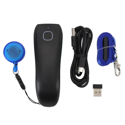 Wireless 1D Barcode Scanner Mini Handheld Pocket Reader With BT 2 4G 3 In 1 Connection and accessories