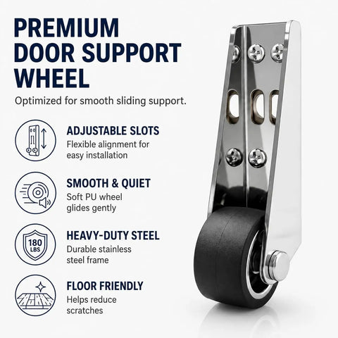 Heavy Duty Sliding Door Bottom Rollers Two Pack Vertical Track Guide Wheels With Durable Rubber Tires For No More Dragging And Smooth As Butter Low Profile Operation Built Tough on premium support wheel with adjustable slots.