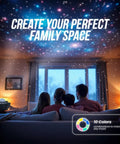 Family enjoying Cosmic Projector With Built In Bluetooth Speaker Star Lights For Bedroom 21 Dynamic Light Modes Aurora Waves