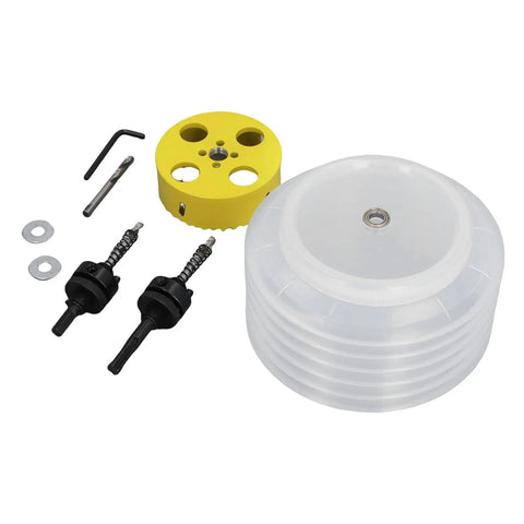 Awesome FTVOGUE Bimetallic Hole Saw Kit For Recessed Light Installation With Dust Bowl Cutting Clean Holes In Wood Plastic PVC And Metal For DIY Pros and Homeowners Alike, 108mm, with dust bowl and adapters