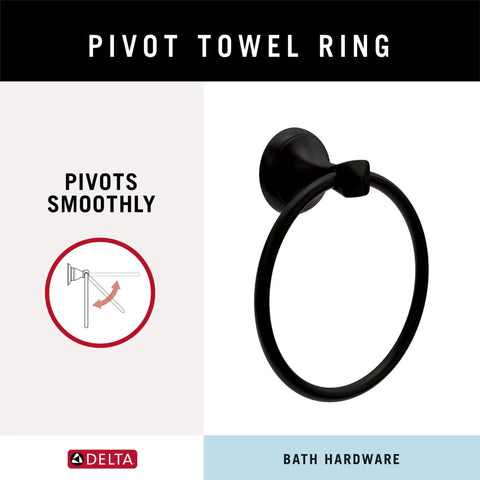 Matte Black Hand Towel Ring Holder For Kitchen And Bathroom Mounts By Any Sink Pivots Smoothly Corrosion Resistant Finish