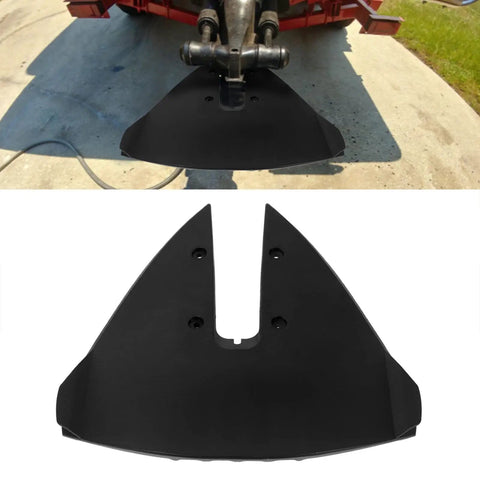 Fin Style Hydrofoil Boat Stabilizer for Outboard Engines attached to boat, showcasing stabilizer fins shape and design.