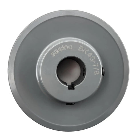 Top Tier Cast Iron V Belt Pulley With 7/8 Inch Bore And 3.95 Inch OD single groove sheave viewed from above.