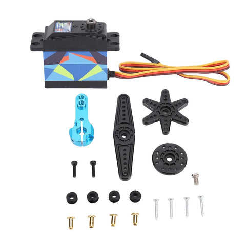 Heavy Duty 35 Kilogram Digital Servo Motor With Legit Steel Gears And An Aluminum Housing For One Ten Scale RC Builds, parts layout.