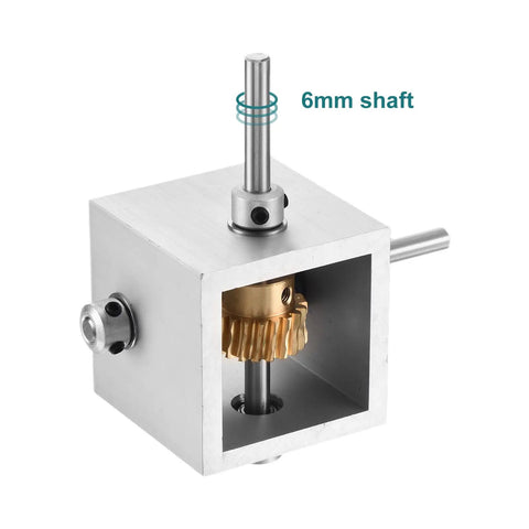 90 Degree Right Angle Worm Gearbox One To Twenty Reduction 1 Module With 20 Teeth Worm Gear Aluminum Frame 6mm Shaft Compact
