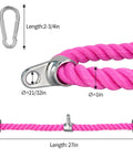 Dimensions and details of Pink Tricep Rope Cable Attachment For Gym And Home Workouts 27 Inch Length With Carabiner Durable Nylon Build