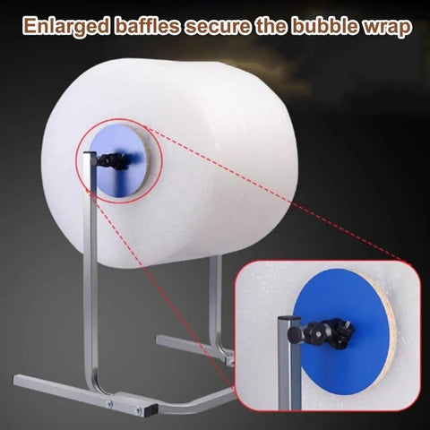 Close-up of Floorstanding Bubble Wrap Roll Dispenser Heavy Duty with enlarged baffles securing bubble wrap for stability.