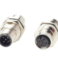 Pair Of M12 A Coded 5 Pin Male To Female Panel Mount Connector IP67 Shielded Bulkhead Feedthrough For Industrial Use 60V 4A