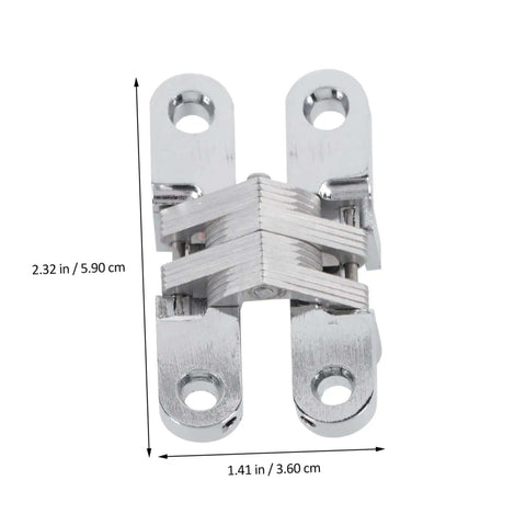Concealed Folding Door Hinge Built Tough Heavy Duty Cabinet Hardware For Home Use shown in silver with dimensions labeled
