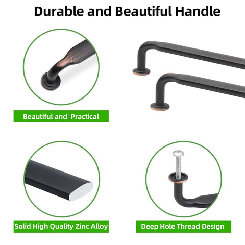 Six Pack 10 Inch Cabinet Pulls In Oil Rubbed Bronze, Zinc Alloy Drawer Handles, durable design and installation features