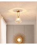 Nordic Led Gold Pendant Light Diamond Glass Lighting Fixture for Kitchen Island Living Room Hallway,for Household Entry, hanging from ceiling.