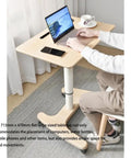 Smooth Operator Pneumatic Rolling Standing Desk With Pro Grade Swivel Casters For Home Office Laptop Workstation Quick Height Flex Deep Wood Grain Finish showing a laptop on a large tabletop.