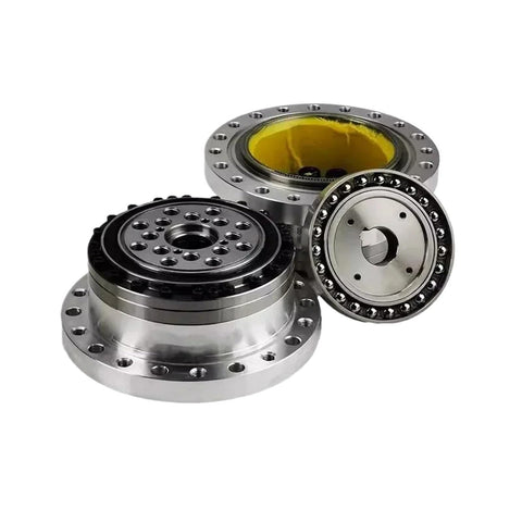 Industrial Grade Slick Precision Harmonic Drive Gear Reducer Rig For Nema17 Nema23 Nema34 Stepper Motors, showing three components.