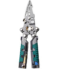 Premium 2Pcs Foldable Wire Stripper Set With Built-In Voltage Tester, 13-in-1 Electrician Pliers, front view showing multi-tool features.