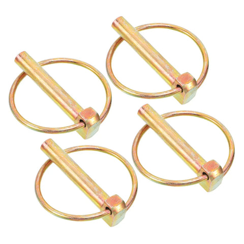 Beefy Heavy Duty Lynch Pins Spring Lock Pin Kit 4 Piece Assortment For Farm Trailer Truck And Mower Use Durable Pins For Securing Various Size Openings And Preventing Slippage., 4 gold steel spring lock pins