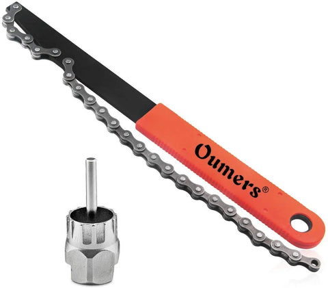 Bike Cassette Removal Tool Set With Chain Whip And Auxiliary Wrench For Freewheel And Sprocket Removal, Lock Ring Extractor
