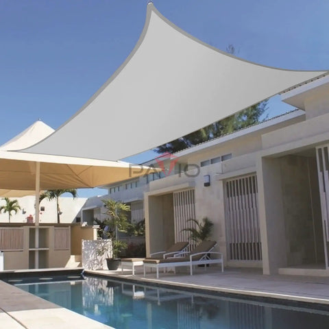 10 Ft By 15 Ft Waterproof Gray Shade Sail For Patio, Rectangle Sun Canopy UV Block, Outdoor Cover Over Pool Area