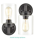 Cool Industrial Black Wall Sconces Two Pack With Cylindrical Clear Glass Shades For Bathroom Vanity Lighting Hardwired Mount