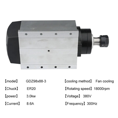 Works Like A Charm 3.0KW Cnc Router Spindle Motor Air Cooled Assembly with ER20 Nose and Aluminum Body for Precision Milling