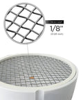 R1508 Termination Cap Vent Cover Mesh Screen for Round Furnace PVC Pipe showing 1/8 inch mesh gap detail