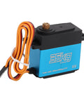 Rock Solid 35Kg Hollow Cup Motor RC Servo Waterproof Stainless Steel Gears Hard Anodized Aluminum Housing Zero Lag Response Built Tough Compatible With 1/8 1/10 1/12 RC Cars front view with power cable.