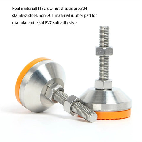 Built Tough Heavy Duty Adjustable Leveling Feet 4 Pack M12 Thread Support Leg Stainless Steel chassis mount with rubber pads.