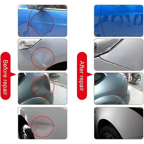 Before and after using Induction Dent Repair Kit For Paintless Dent Removal And Auto Body Fixes With Digital Display Power and Time 220V Hot Box Tool Fast Car Dent Puller for Door Dings and Minor Dents