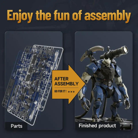 Starter To Pro Model Tools Kit 14 Piece Set For Gundam And Miniature Builds with unassembled parts and completed model